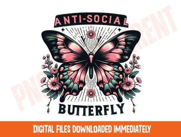 Anti-Social Butterfly Png Jesus Png for T-Shirt Designs