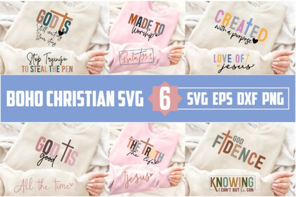 Boho Christian Sleeve Sweatshirt Bundle and T-Shirt Designs