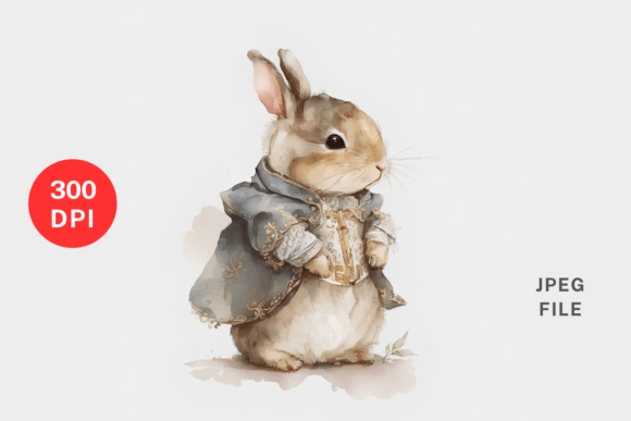 Easter Bunnies with Coat Illustrations