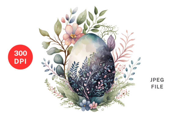 Easter Eggs with Flowers Illustrations