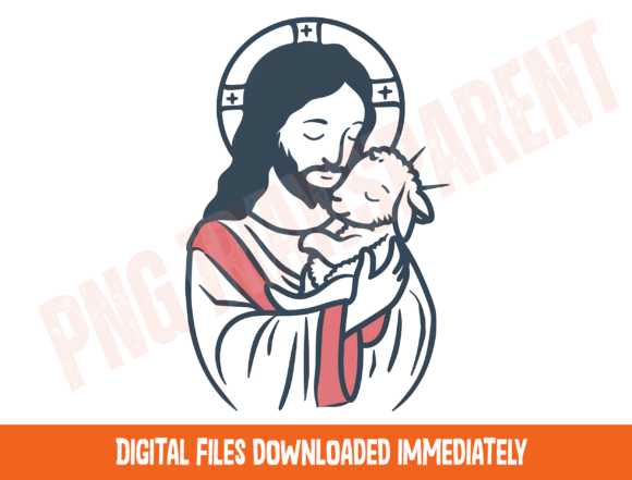 Jesus and Lamb Png, Religious Png T-Shirt Designs