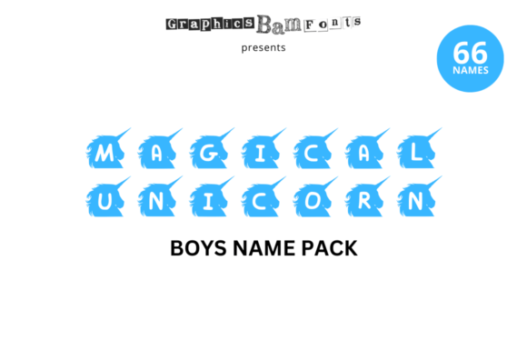 Magical Unicorn 66 Boys Name Pack & Crafts